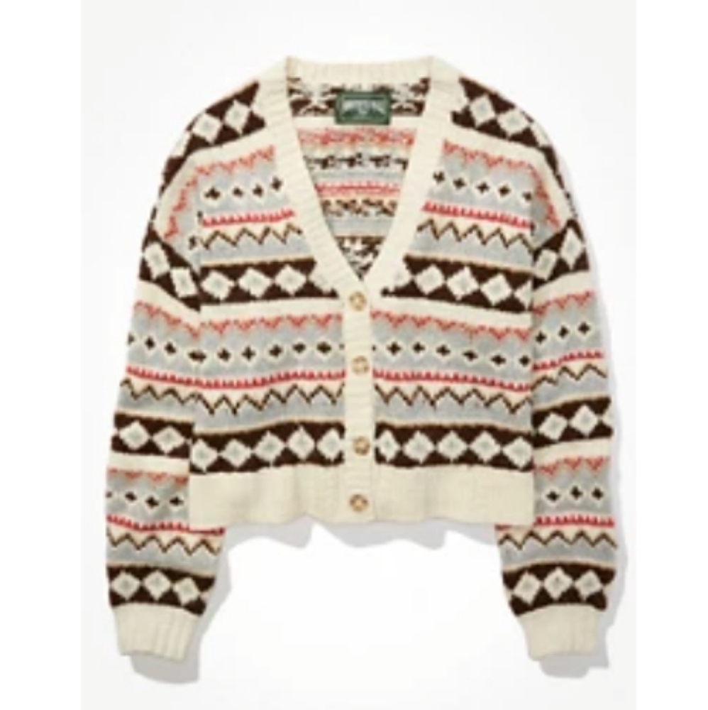 American Eagle Soft and Cozy Fairisle Button Up Cardigan Size XS